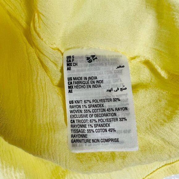 Style & Co Women's Long Sleeve V-Neck Mixed Woven Top Lemon Meringue Size S NWT - Picture 11 of 11